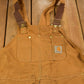 Vintage 1990s Carhartt Beige Double Knee Canvas Quilted Overalls Men's 44 x 30 from propervintagecanada