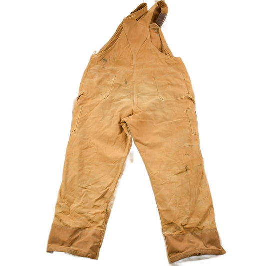 Vintage 1990s Carhartt Beige Double Knee Canvas Quilted Overalls Men's 46 x 30 from propervintagecanada