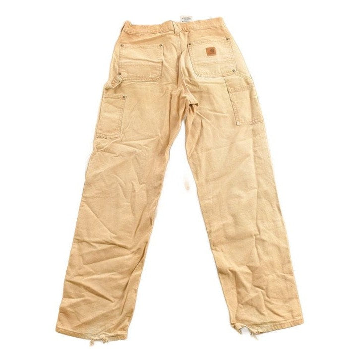 Vintage 1990s Carhartt Beige Double Knee Work Pants Men's 30 x 30 from propervintagecanada