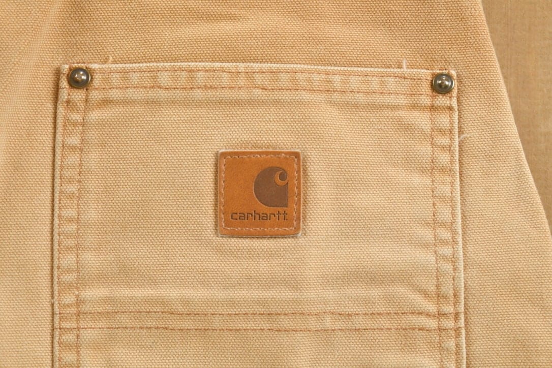 Vintage 1990s Carhartt Beige Double Knee Work Pants Men's 30 x 30 from propervintagecanada