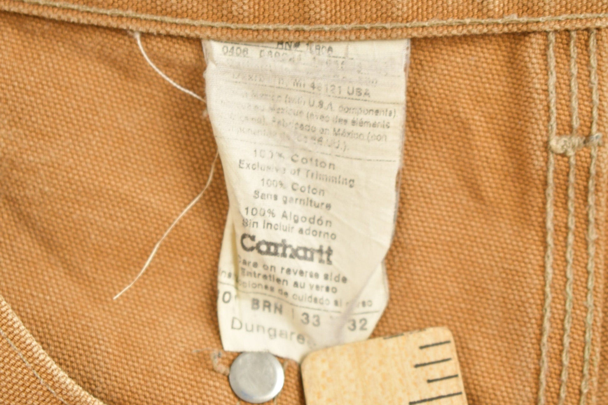 Vintage 1990s Carhartt Beige Double Knee Work Pants Men's 32 x 30 from propervintagecanada