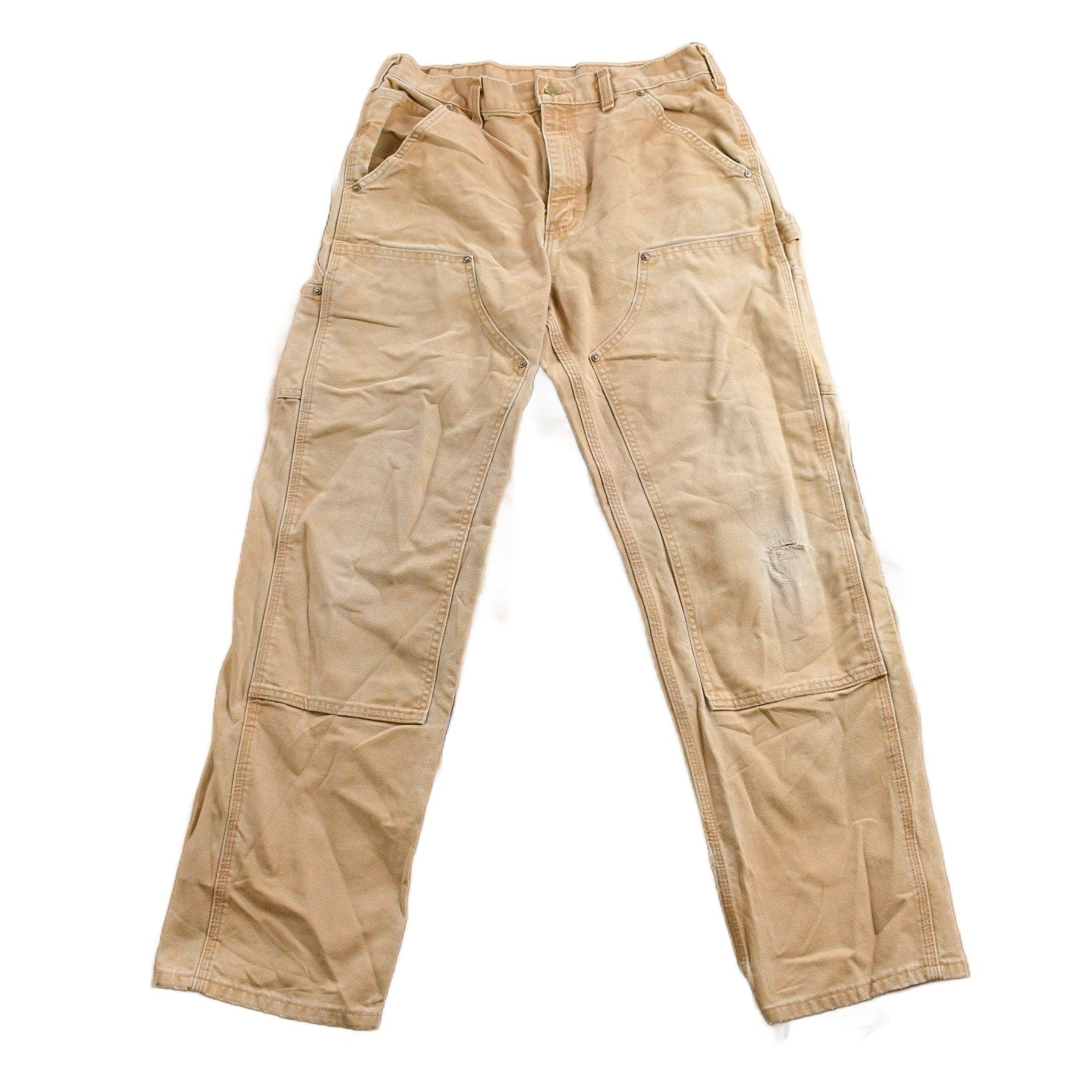 Vintage 1990s Carhartt Beige Double Knee Work Pants Men's 33 x 30 from propervintagecanada
