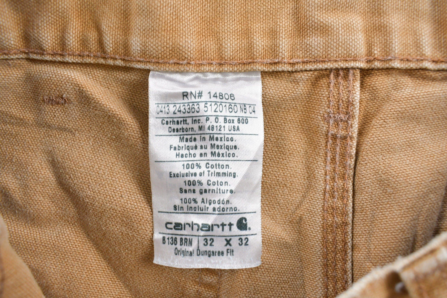 Vintage 1990s Carhartt Beige Double Knee Work Pants Men's 33 x 30 from propervintagecanada