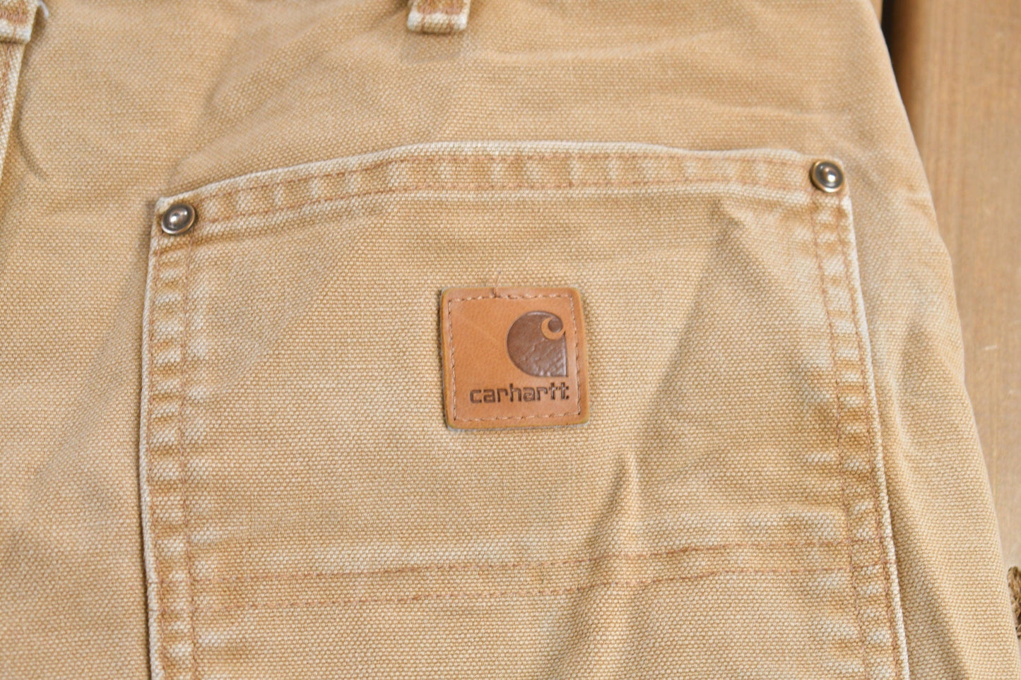 Vintage 1990s Carhartt Beige Double Knee Work Pants Men's 33 x 30 from propervintagecanada