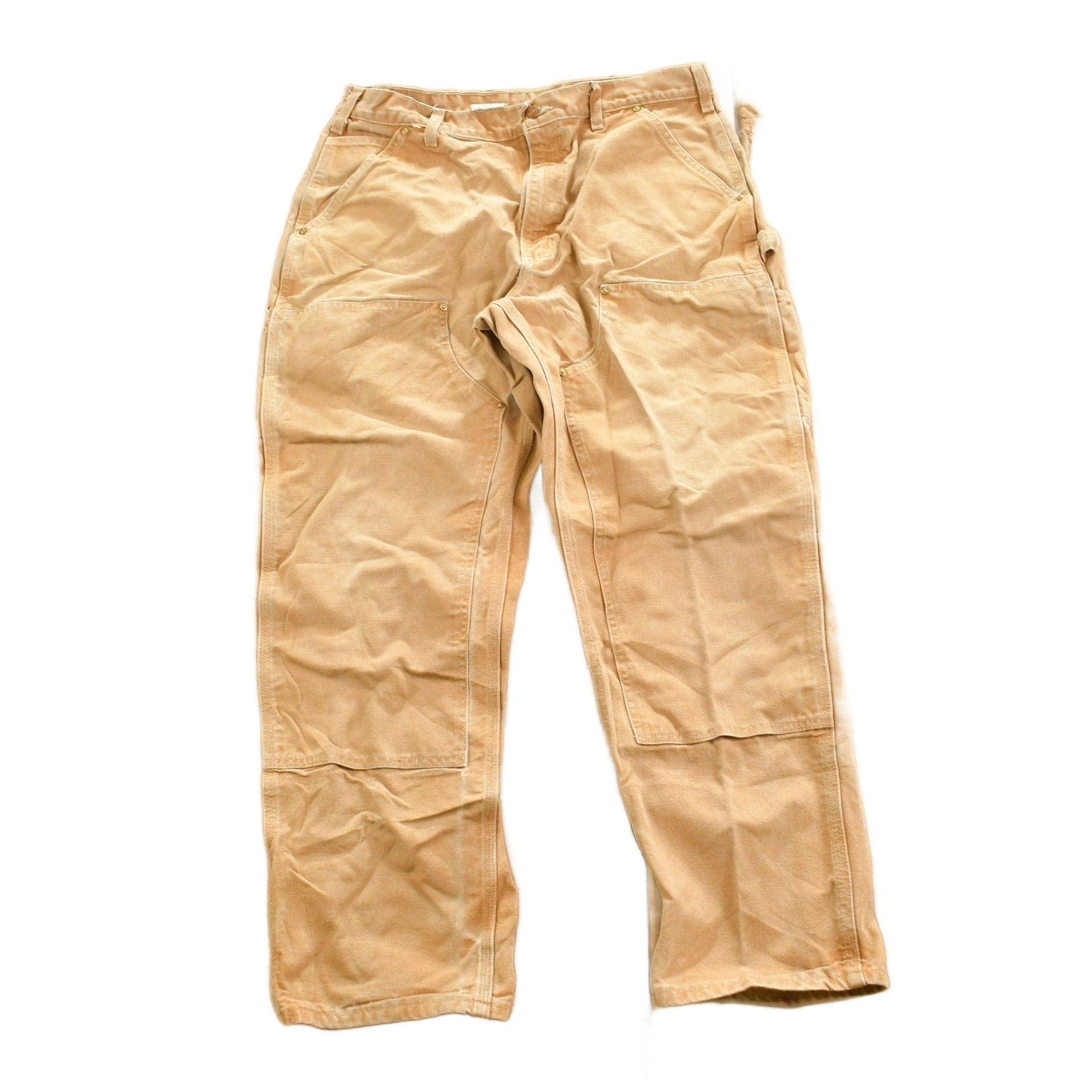 Vintage 1990s Carhartt Beige Double Knee Work Pants Men's 35 x 29 from propervintagecanada