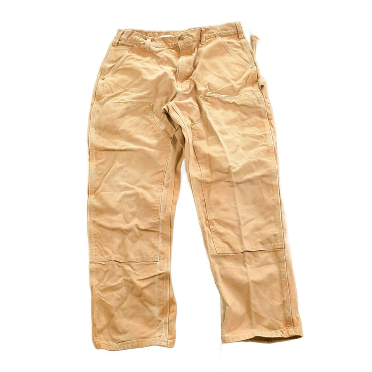 Vintage 1990s Carhartt Beige Double Knee Work Pants Men's 35 x 29 from propervintagecanada
