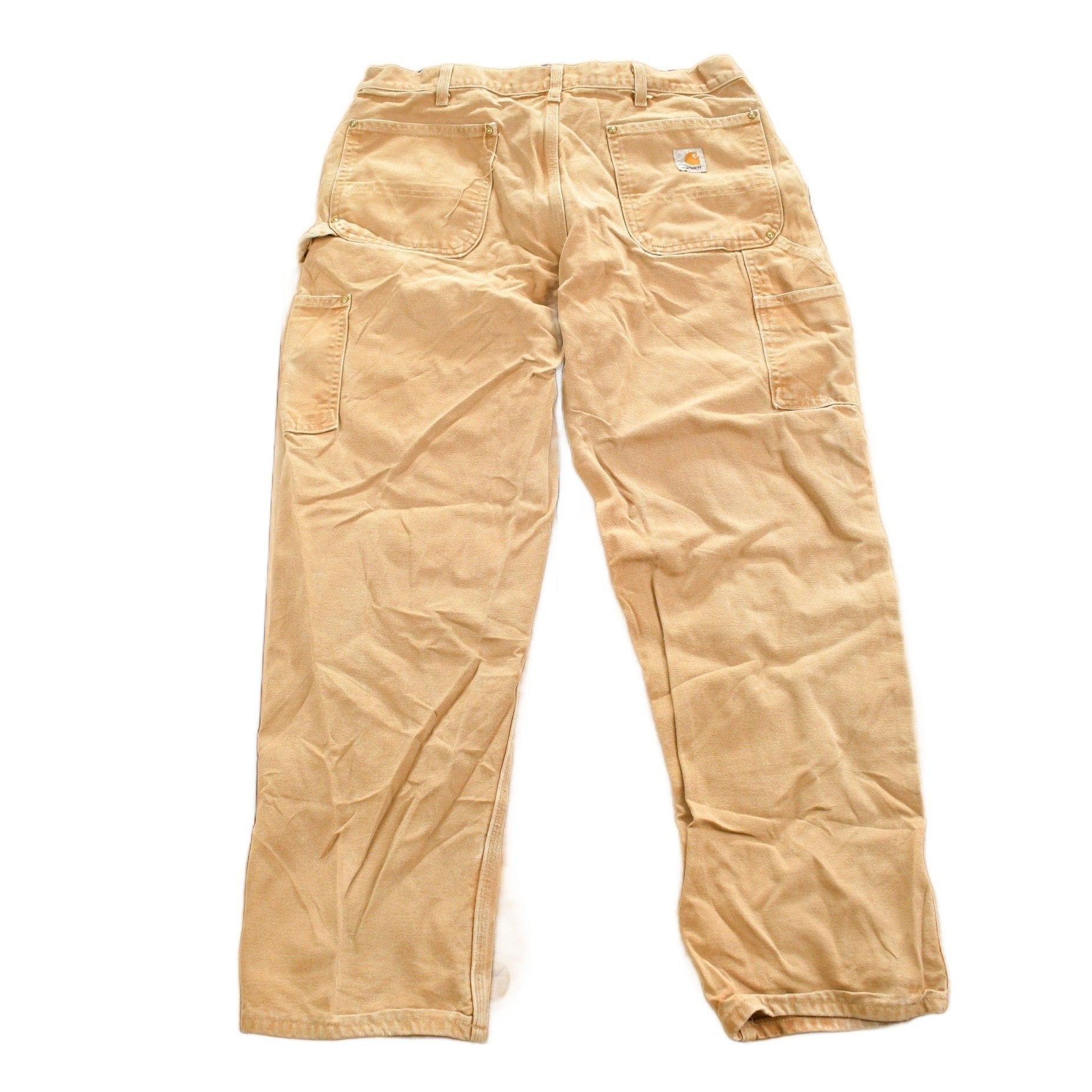 Vintage 1990s Carhartt Beige Double Knee Work Pants Men's 35 x 29 from propervintagecanada