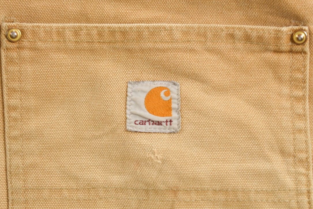 Vintage 1990s Carhartt Beige Double Knee Work Pants Men's 38 x 32 from propervintagecanada