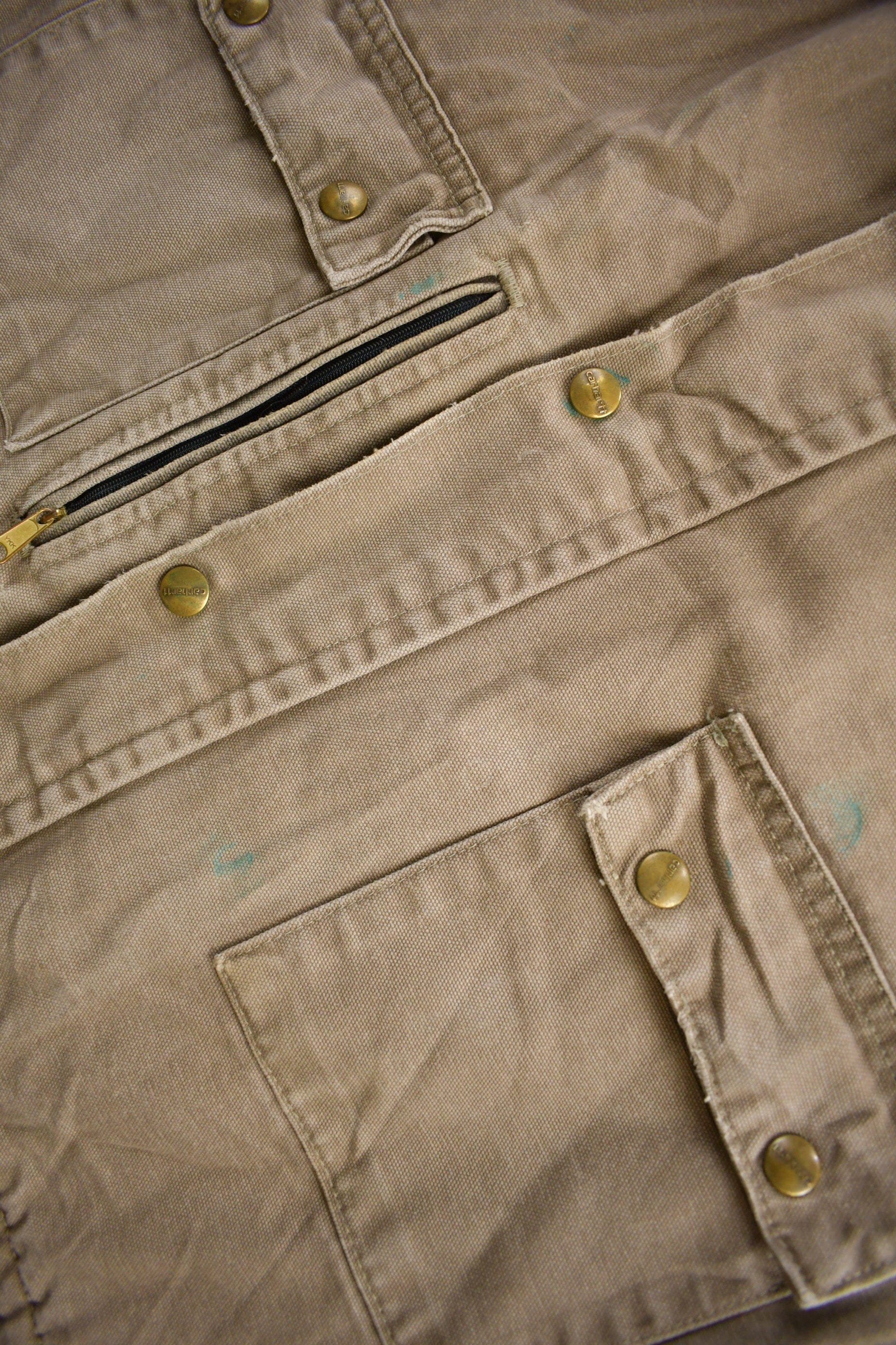Vintage 1990s Carhartt Beige Ranch Coat Men's Medium from propervintagecanada