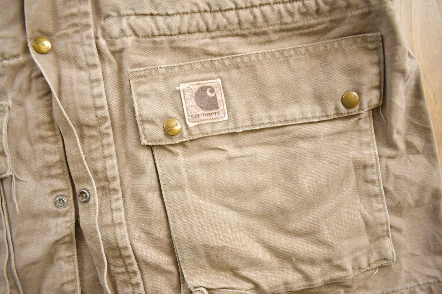 Vintage 1990s Carhartt Beige Ranch Coat Men's Medium from propervintagecanada