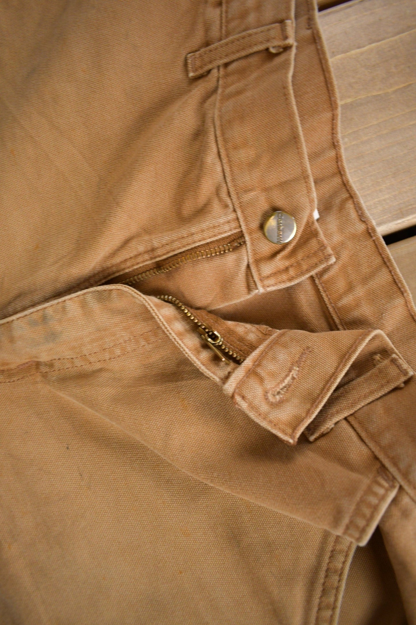 Vintage 1990s Carhartt Beige Work Pants Men's 34 x 30 from propervintagecanada