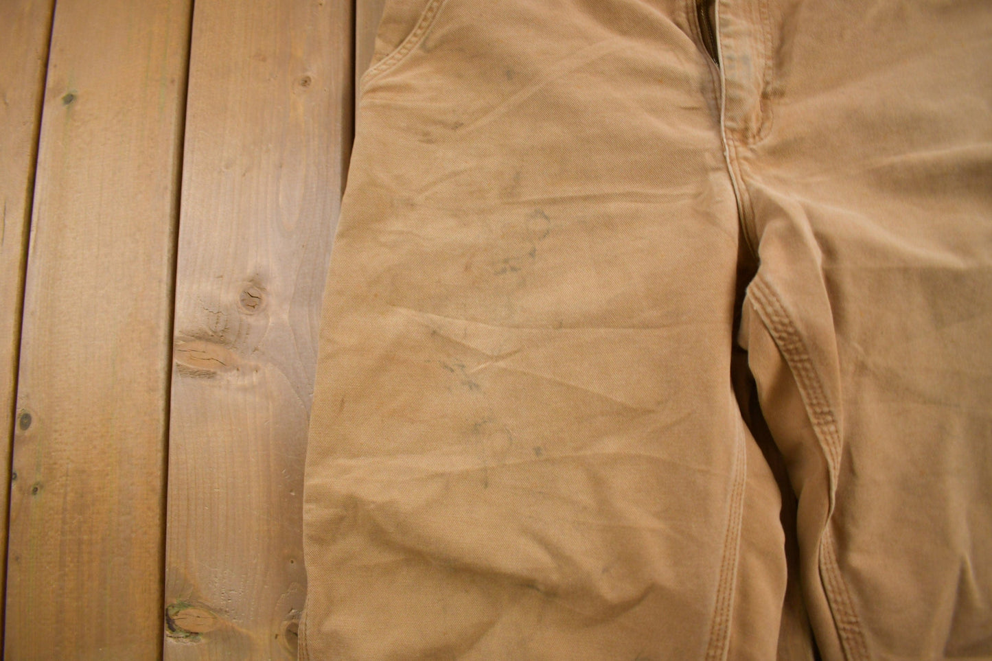 Vintage 1990s Carhartt Beige Work Pants Men's 34 x 30 from propervintagecanada