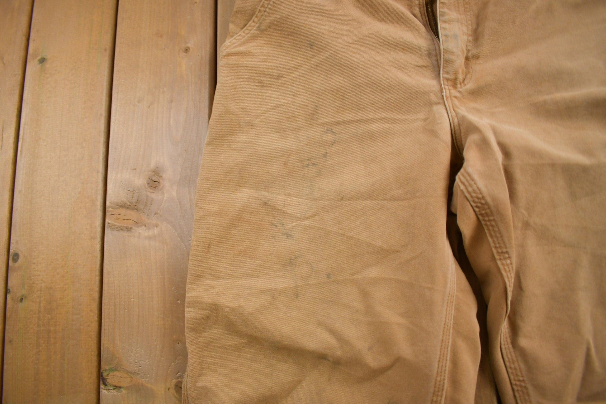Vintage 1990s Carhartt Beige Work Pants Men's 34 x 30 from propervintagecanada