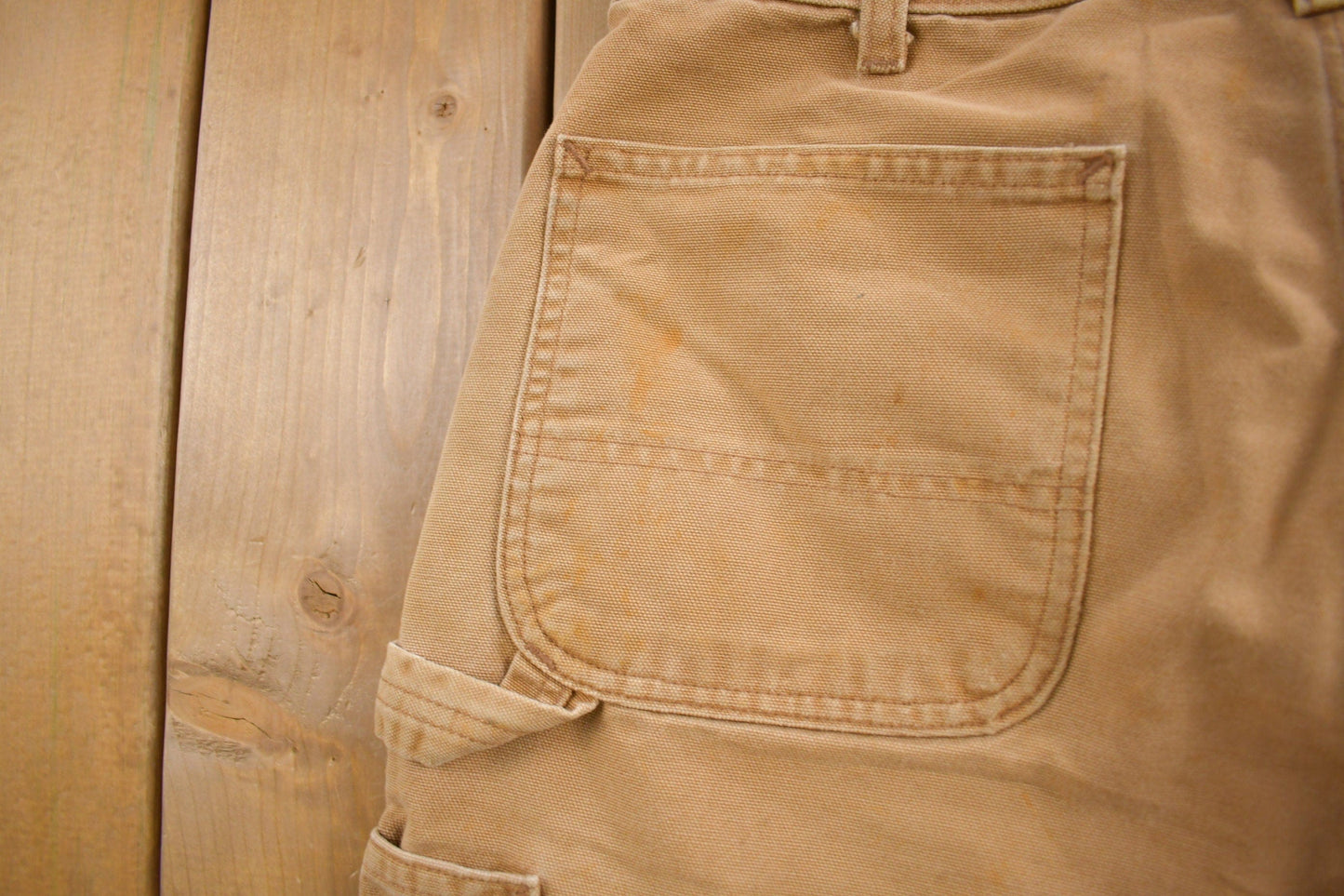 Vintage 1990s Carhartt Beige Work Pants Men's 34 x 30 from propervintagecanada