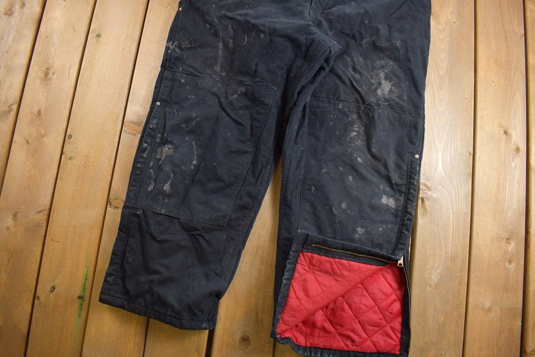 Vintage 1990s Carhartt Black Canvas Double Knee Overalls from propervintagecanada