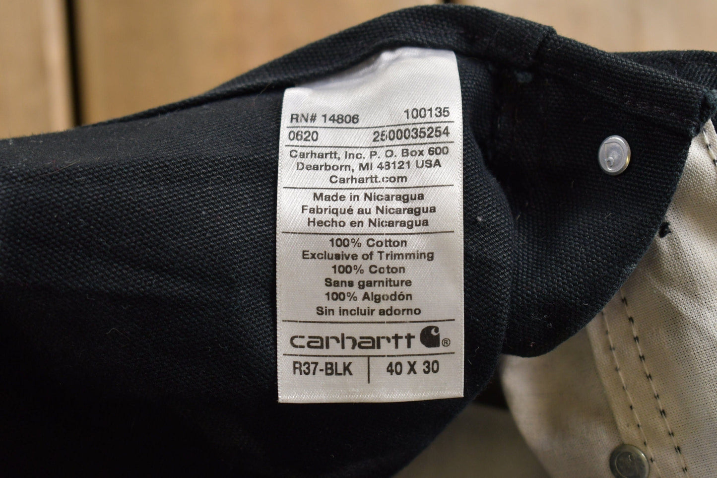 Vintage 1990s Carhartt Black Canvas Double Knee Overalls Men's 40 x 29 from propervintagecanada