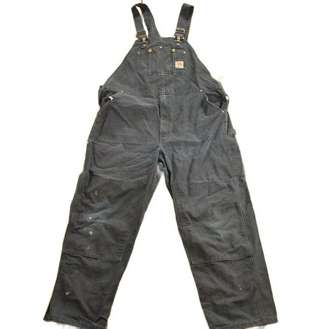 Vintage 1990s Carhartt Black Canvas Double Knee Overalls Men's 44 x 32 from propervintagecanada