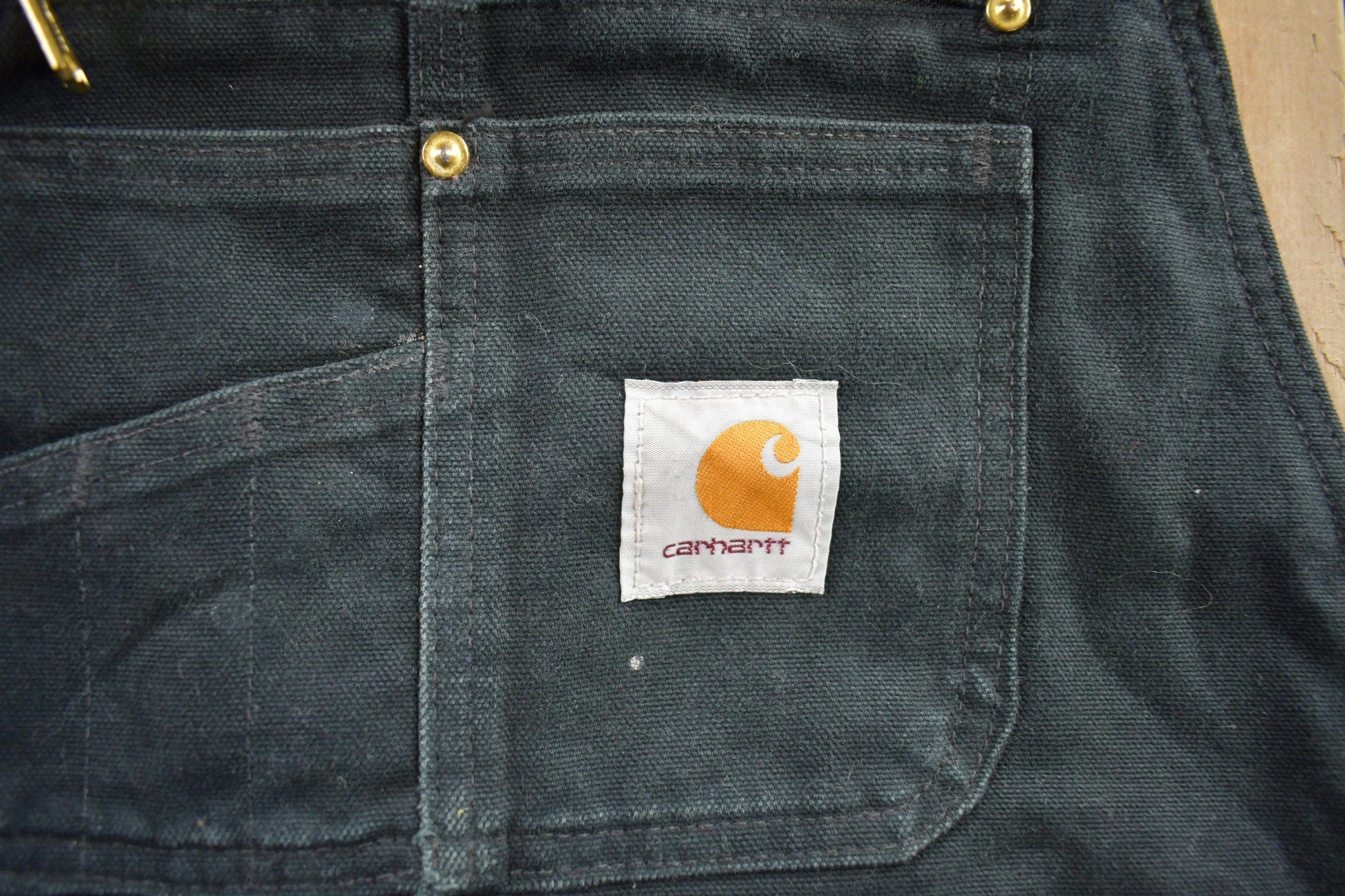 Vintage 1990s Carhartt Black Canvas Overalls Men's 40 x 31 from propervintagecanada