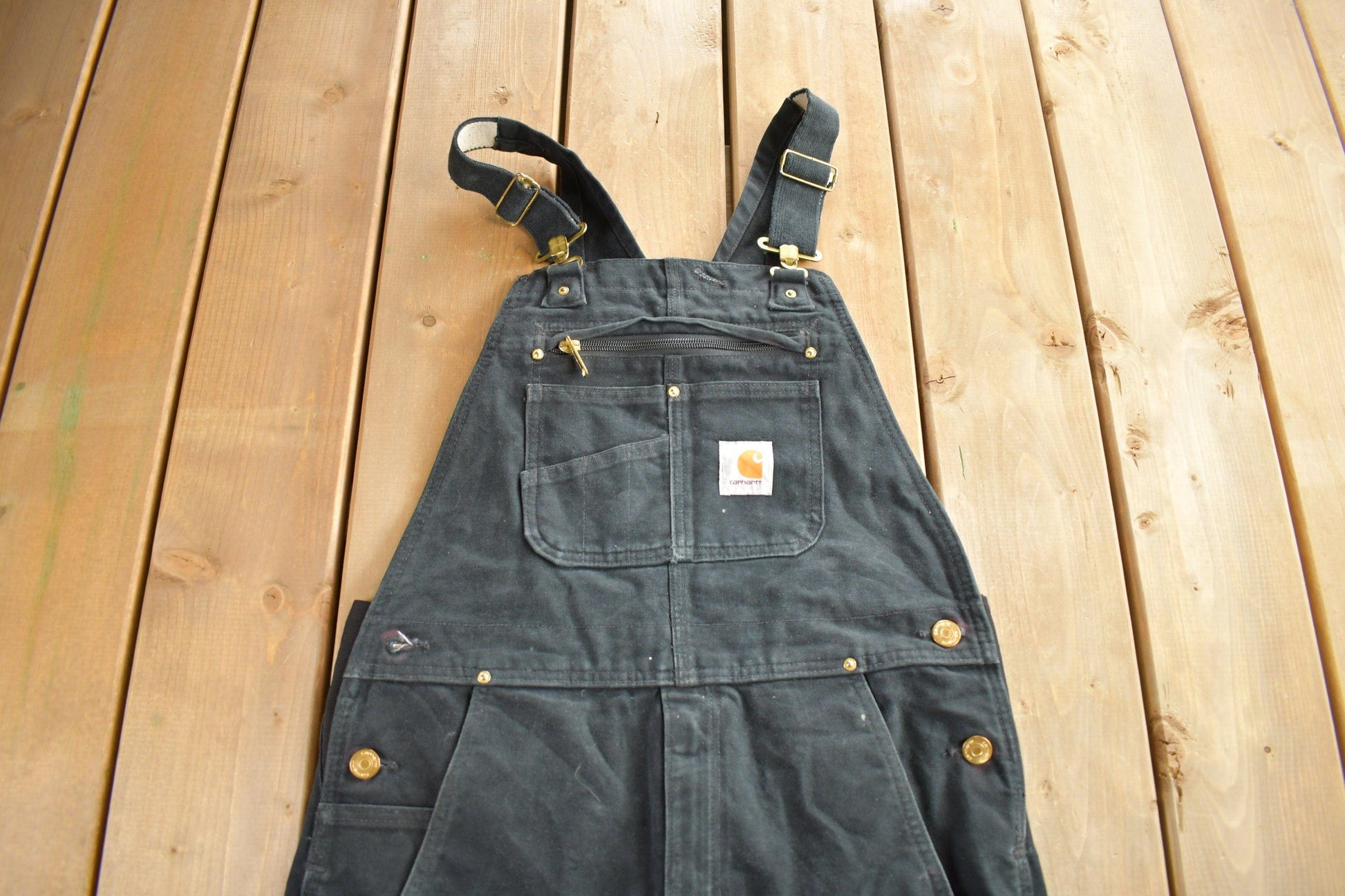 Vintage 1990s Carhartt Black Canvas Overalls Men's 40 x 31 from propervintagecanada
