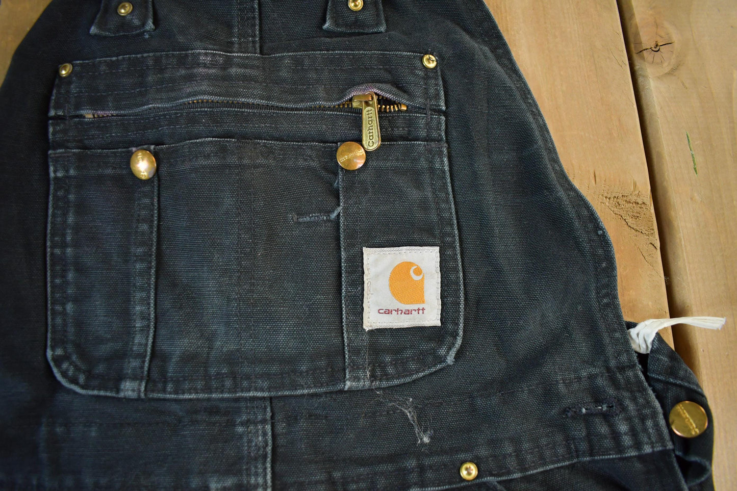 Vintage 1990s Carhartt Black Double Knee Canvas Overalls Men's 36 x 27 from propervintagecanada