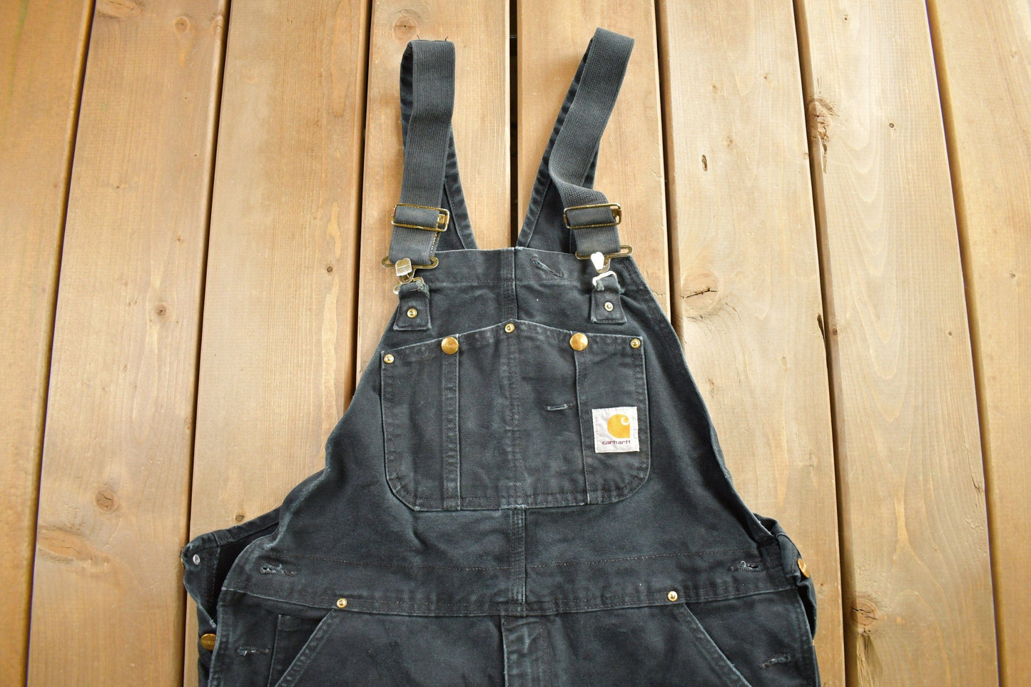 Vintage 1990s Carhartt Black Double Knee Canvas Overalls Men's 38 x 32 from propervintagecanada