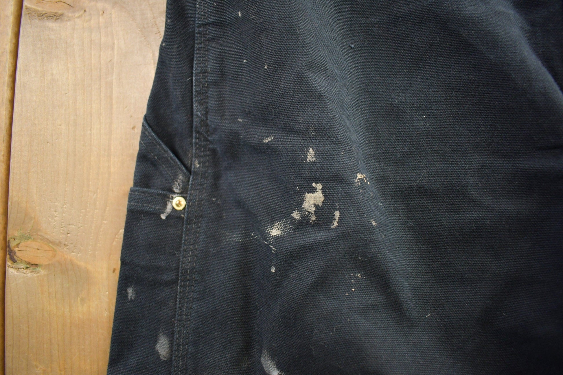 Vintage 1990s Carhartt Black Double Knee Canvas Overalls Men's 38 x 32 from propervintagecanada