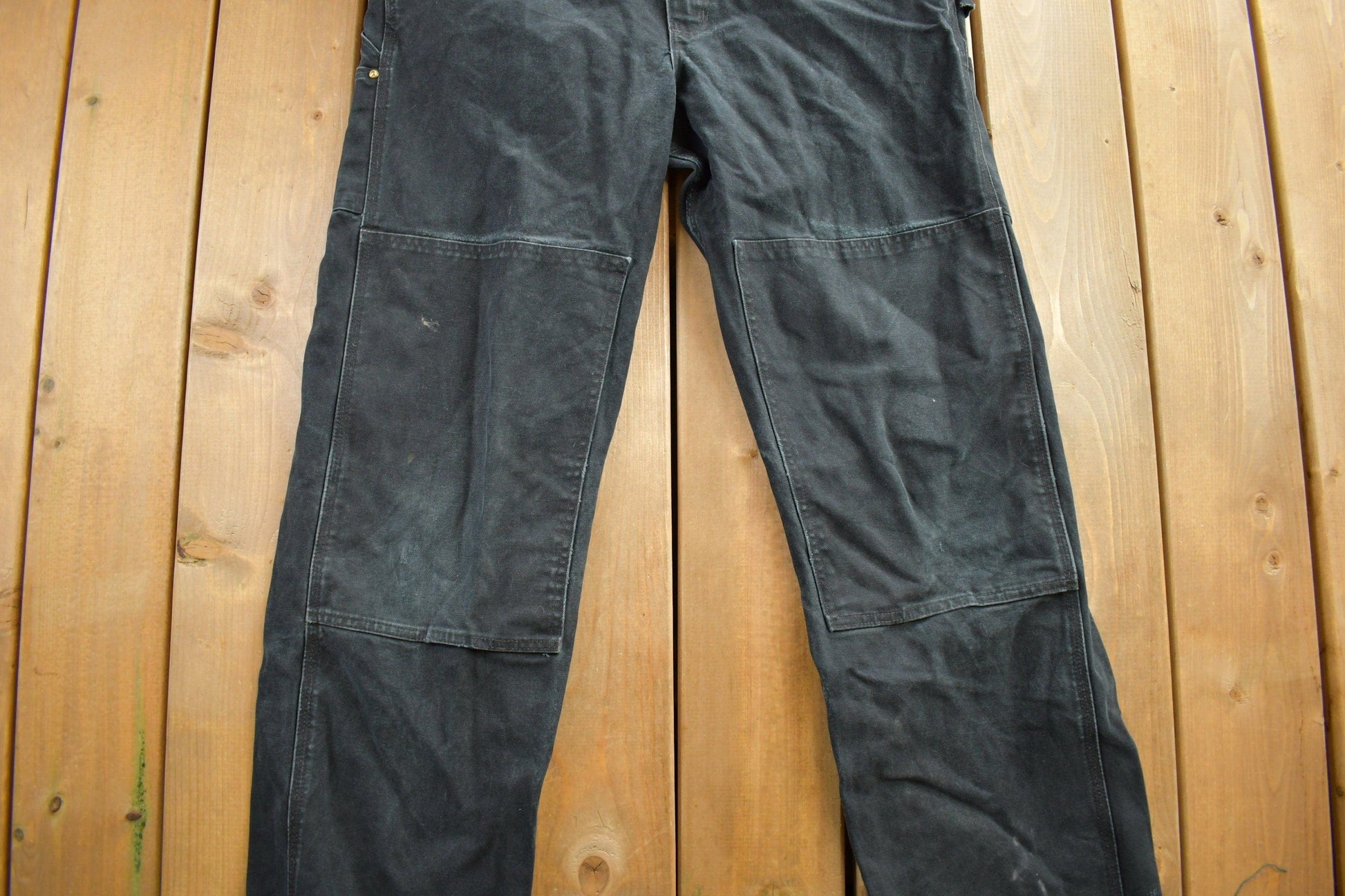 Vintage 1990s Carhartt Black Double Knee Canvas Overalls Men's 38 x 32 from propervintagecanada