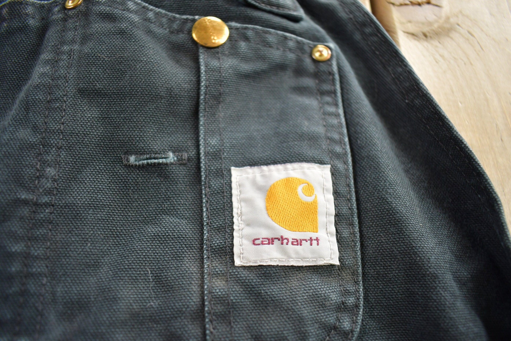 Vintage 1990s Carhartt Black Double Knee Canvas Overalls Men's 38 x 32 from propervintagecanada