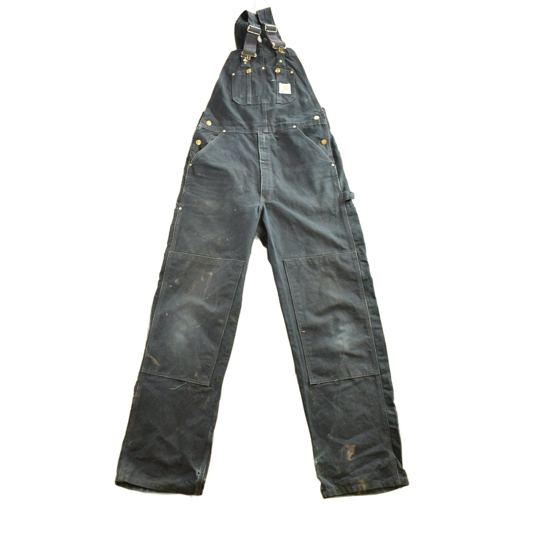 Vintage 1990s Carhartt Black Double Knee Canvas Overalls Men's 40 x 30 from propervintagecanada