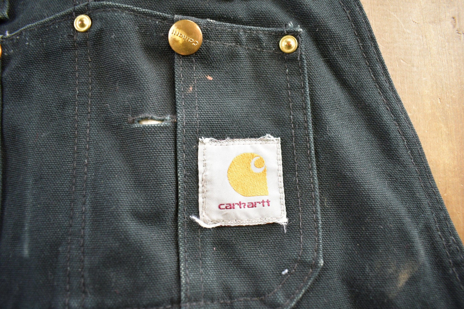 Vintage 1990s Carhartt Black Double Knee Canvas Overalls Men's 40 x 30 from propervintagecanada