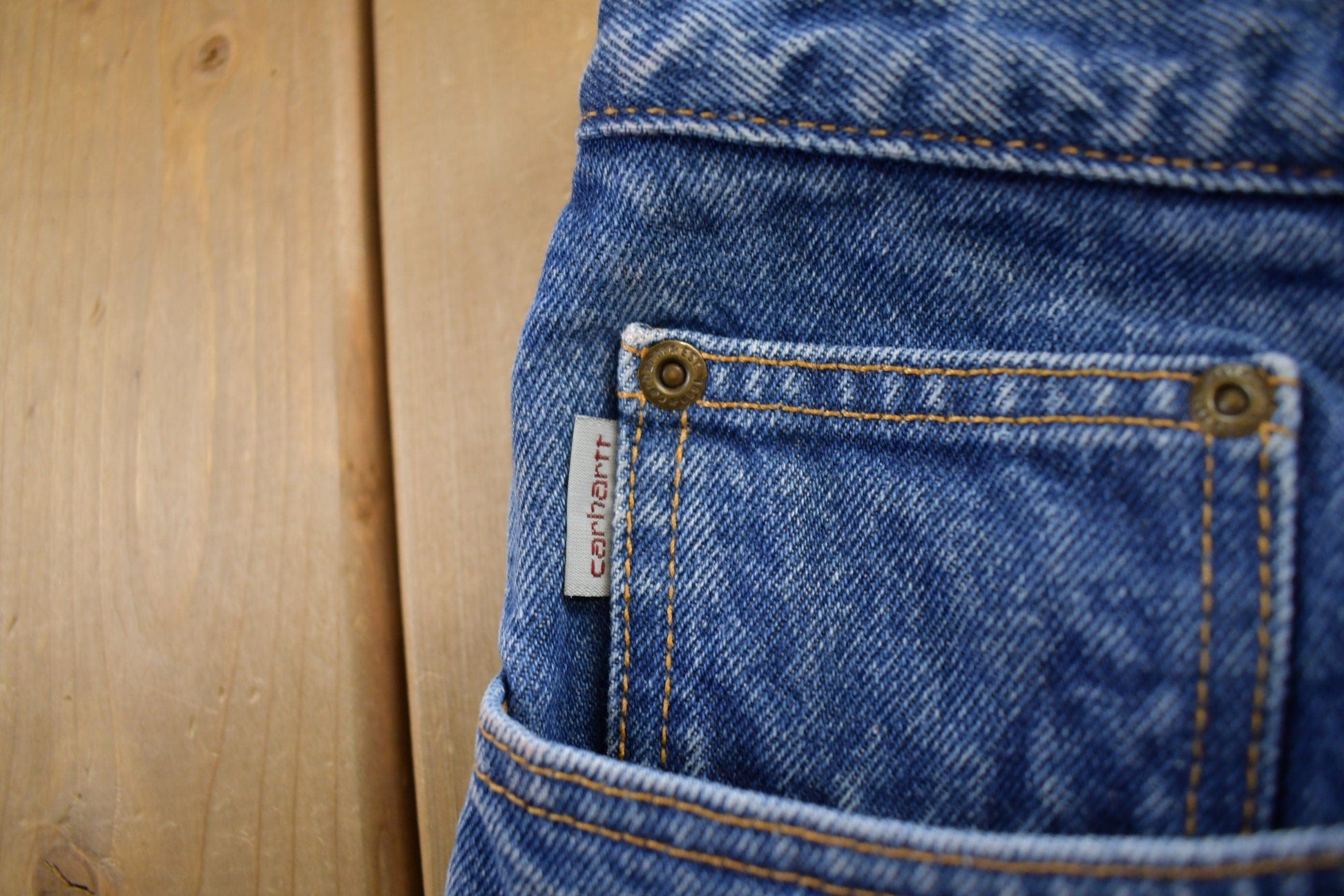 Vintage 1990s Carhartt Blanket Lined Blue Jeans Men's 36 x 30 from propervintagecanada