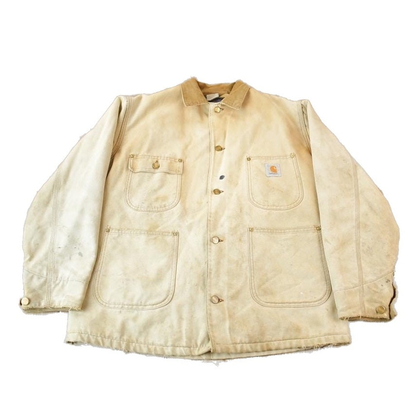 Vintage 1990s Carhartt Blanket Lined Button up Chore Coat Made In USA Size 40