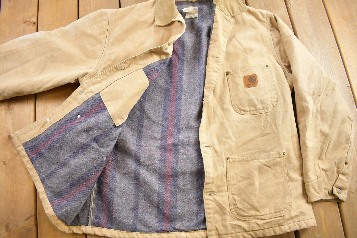 Vintage 1990s Carhartt Blanket Lined Chore Coat Men's Large from propervintagecanada
