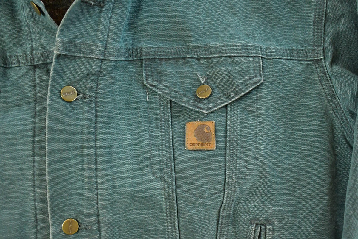 Vintage 1990s Carhartt Blanket Lined Duck Jean Trucker Jacket Men's 2XL from propervintagecanada