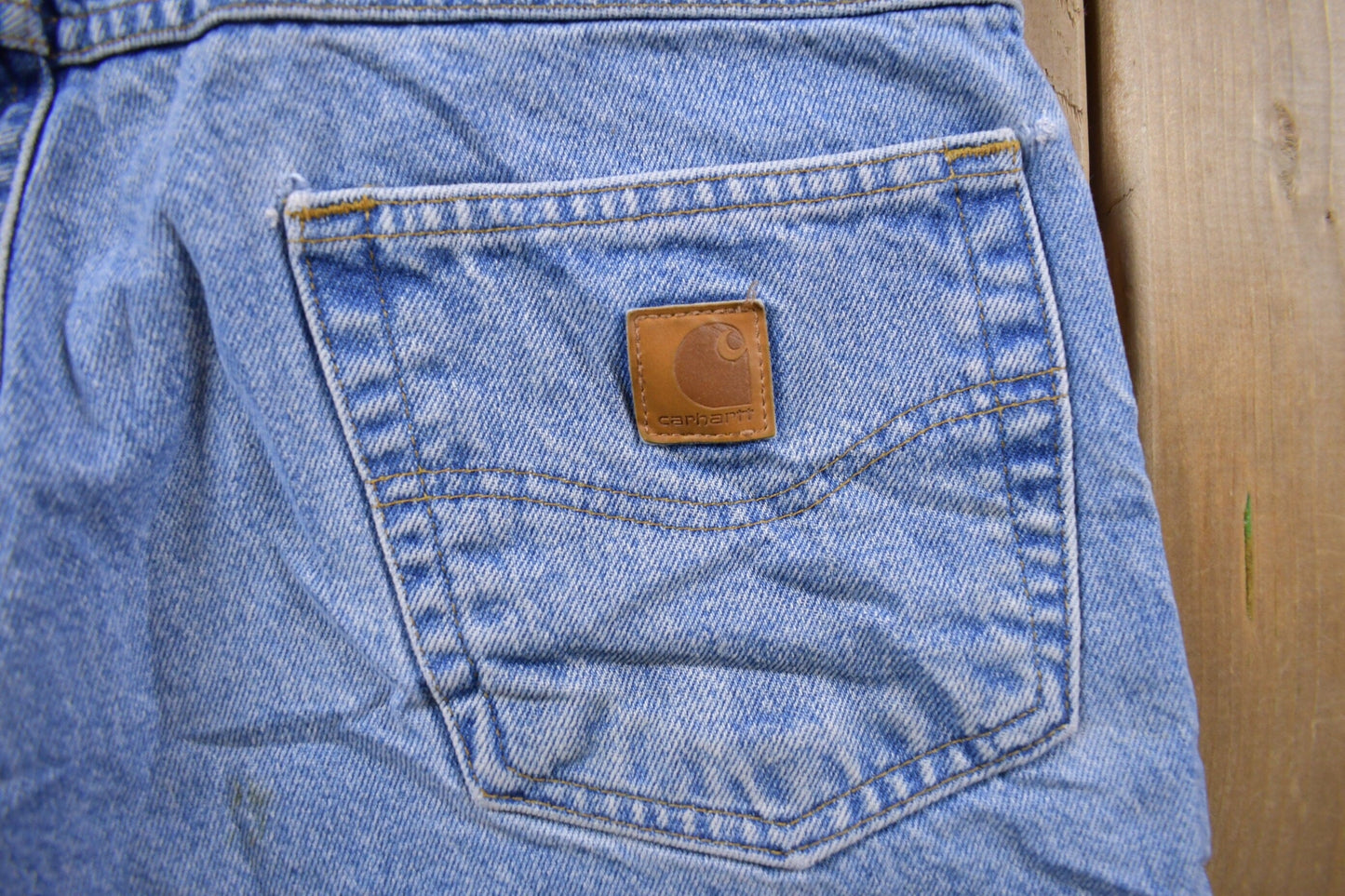 Vintage 1990s Carhartt Blue Denim Jeans Men's 32 x 27 from propervintagecanada