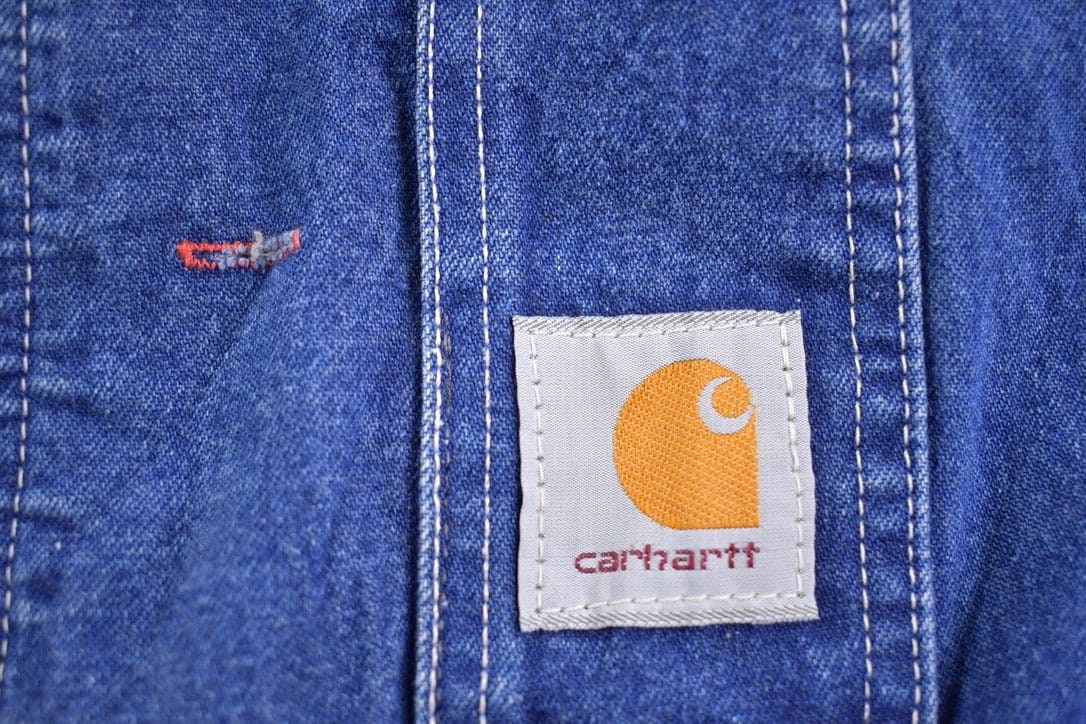 Vintage 1990s Carhartt Blue Denim Overalls Men's 50 x 28 from propervintagecanada