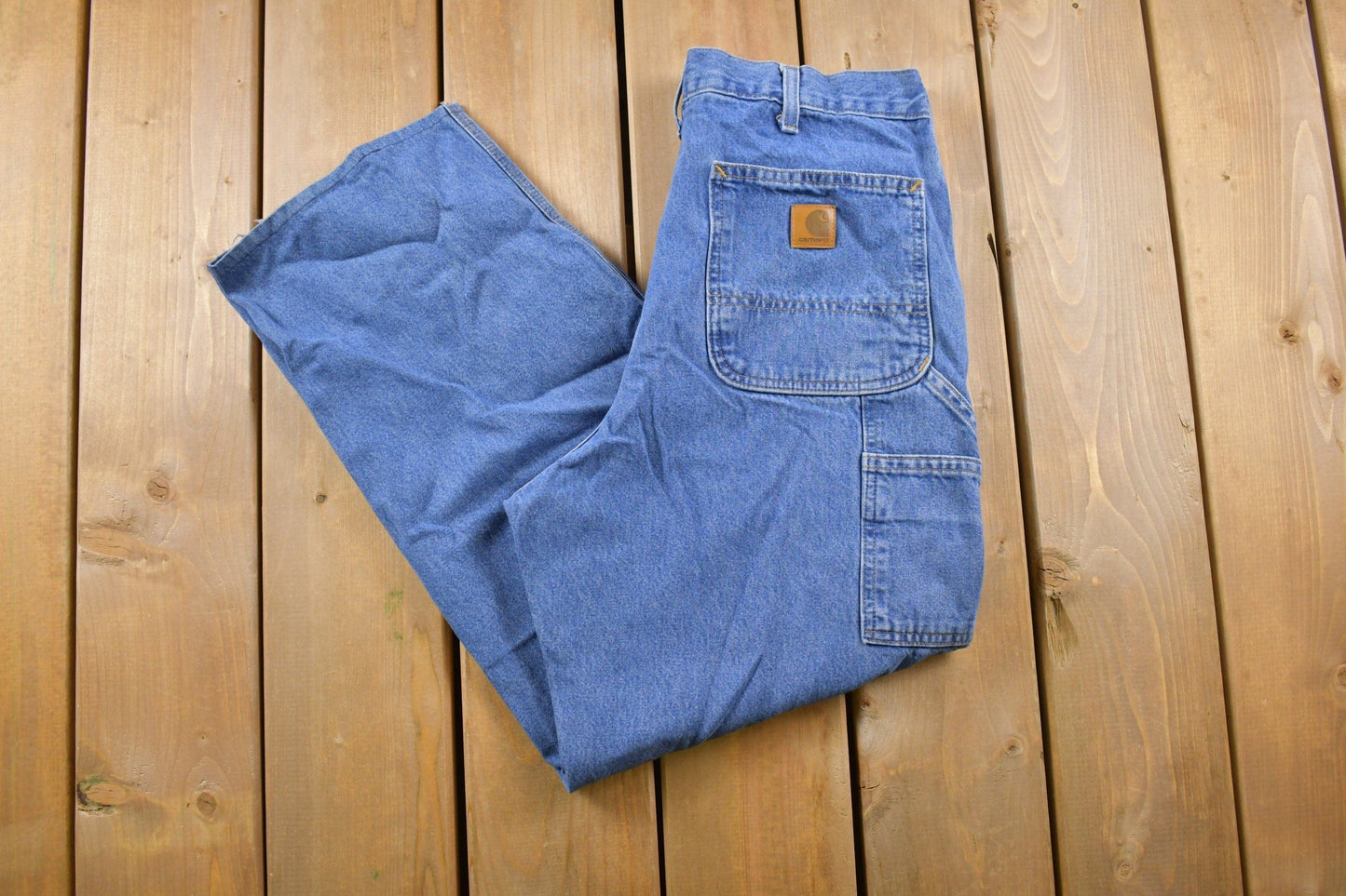 Vintage 1990s Carhartt Blue Denim Work Pants Men's 33 x 28 from propervintagecanada