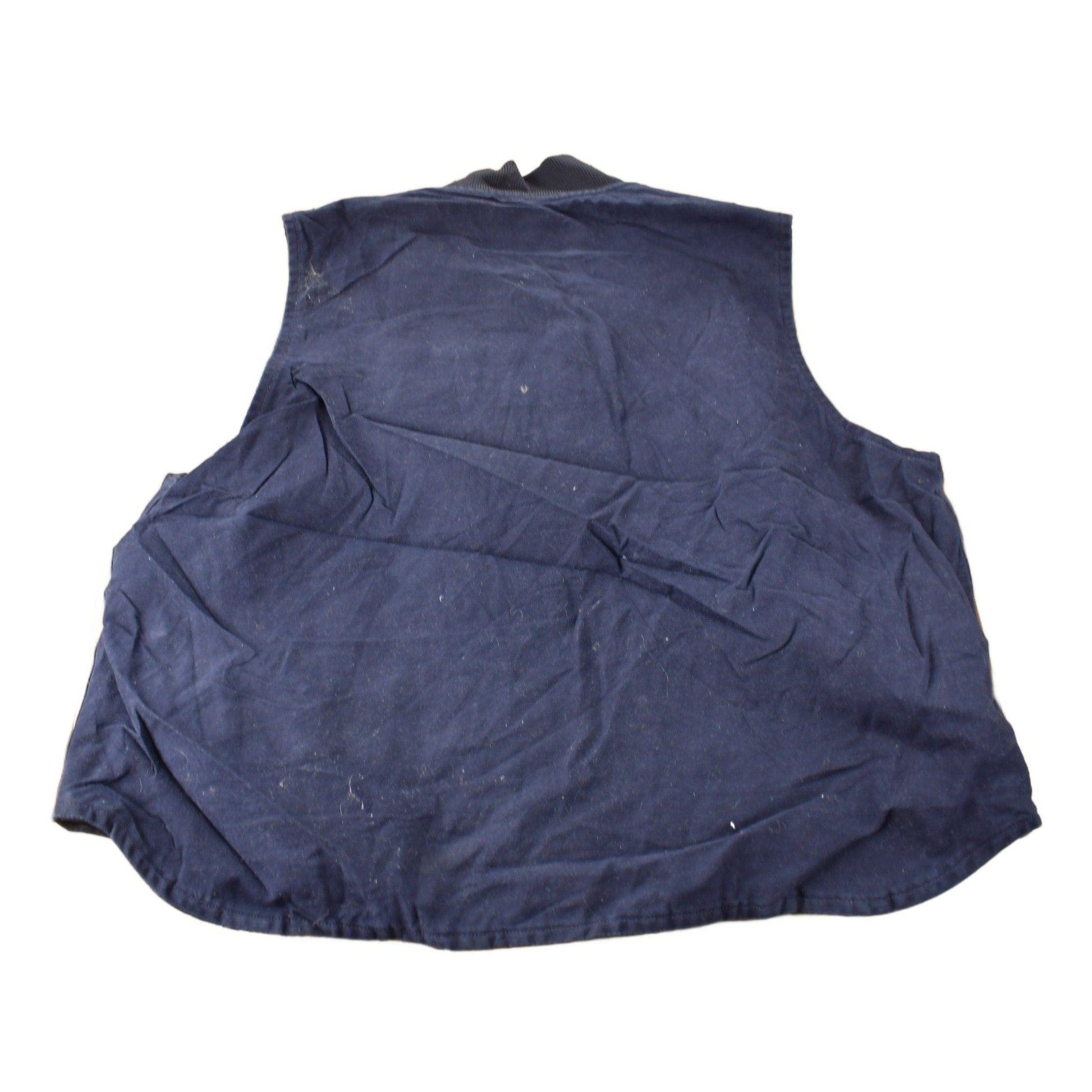 Vintage 1990s Carhartt Blue Embroidered Quilted Work Vest Men's 2XL from propervintagecanada