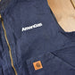 Vintage 1990s Carhartt Blue Embroidered Quilted Work Vest Men's 2XL from propervintagecanada