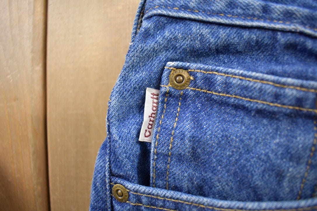 Vintage 1990s Carhartt Blue Jeans Men's 32 x 32 from propervintagecanada