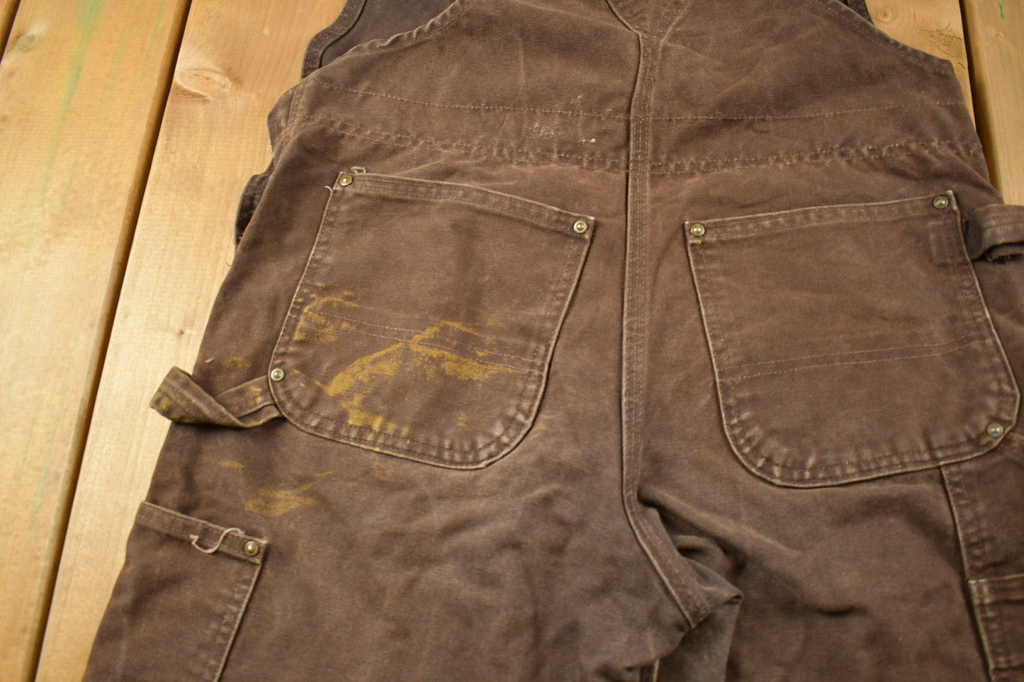 Vintage 1990s Carhartt Brown Canvas Double Knee Overalls Men's 36 x 29 from propervintagecanada