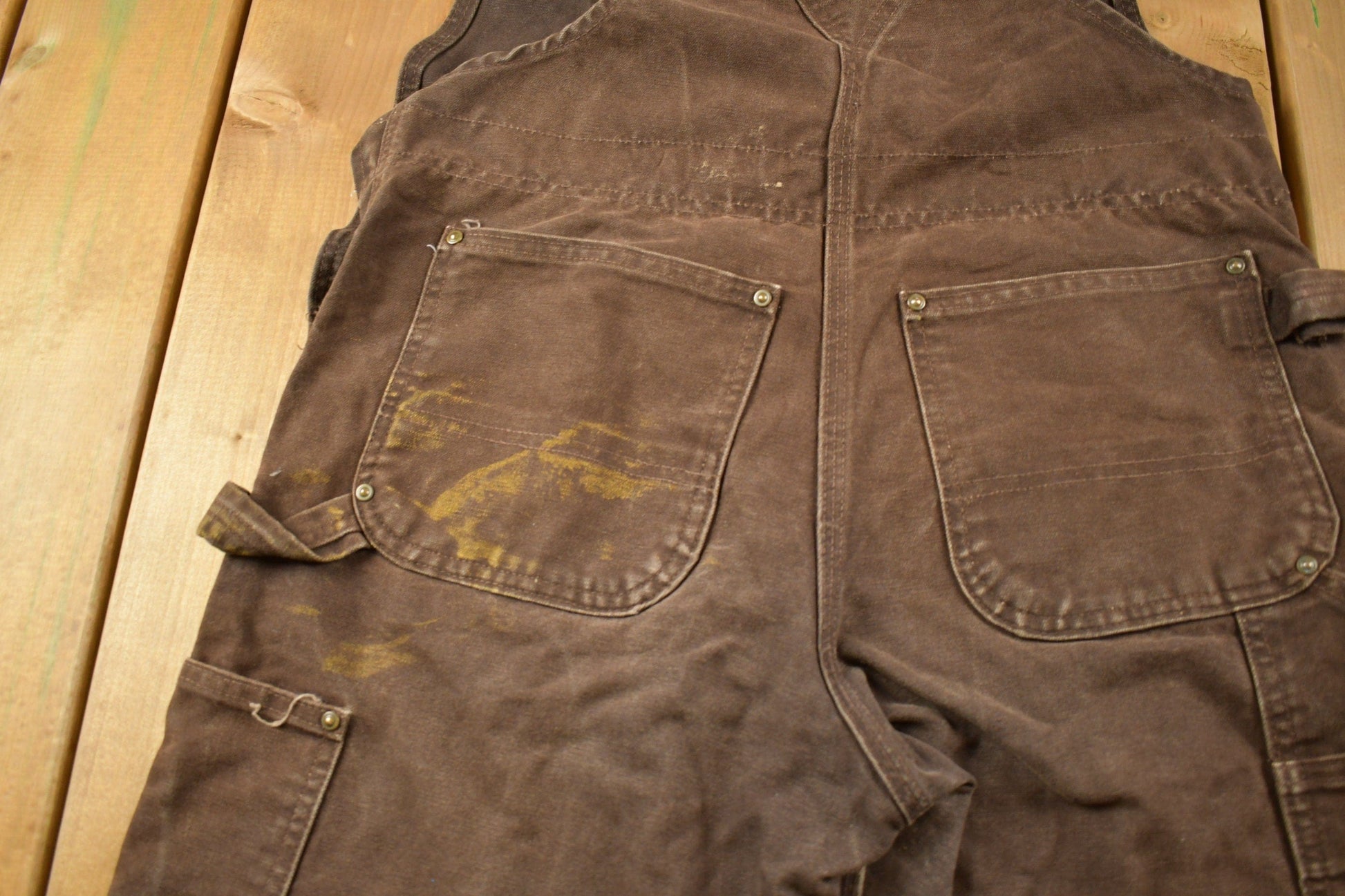 Vintage 1990s Carhartt Brown Canvas Double Knee Overalls Men's 36 x 29 from propervintagecanada