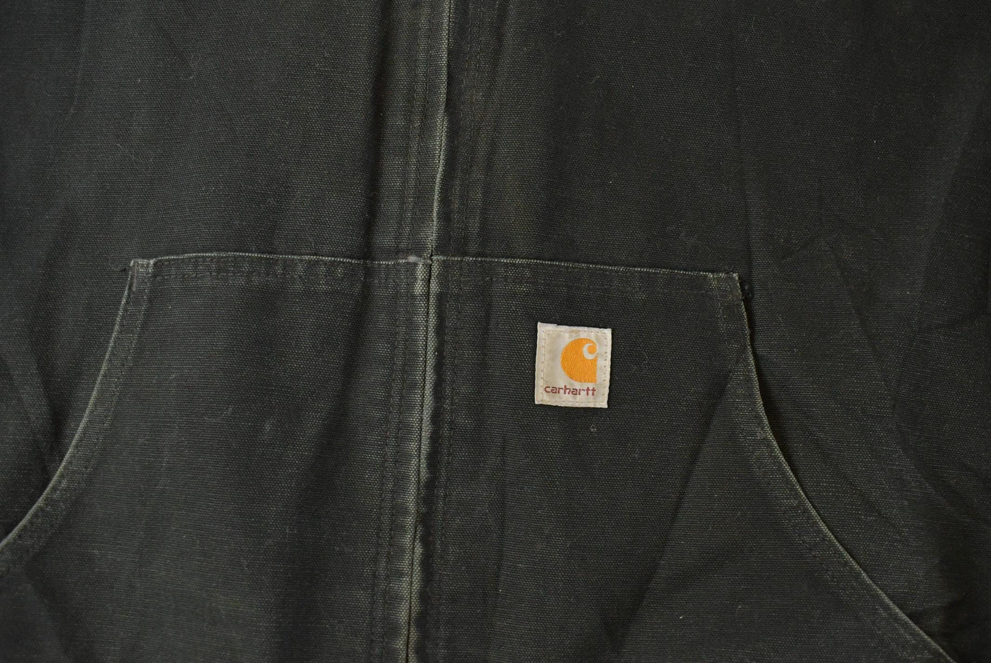 Vintage 1990s Carhartt Canvas Hooded Jacket Men's 3XL Tall / Distressed Sun Faded Work Wear / 90s Americana from propervintagecanada