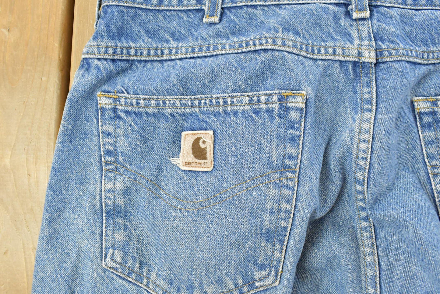 Vintage 1990s Carhartt Carpenter Distressed Denim Jeans Men's 36 x 30 from propervintagecanada