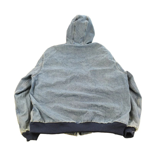 Vintage 1990s Carhartt Denim Sherpa Lined Hooded Jacket Men's XL from propervintagecanada