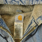 Vintage 1990s Carhartt Denim Sherpa Lined Hooded Jacket Men's XL from propervintagecanada