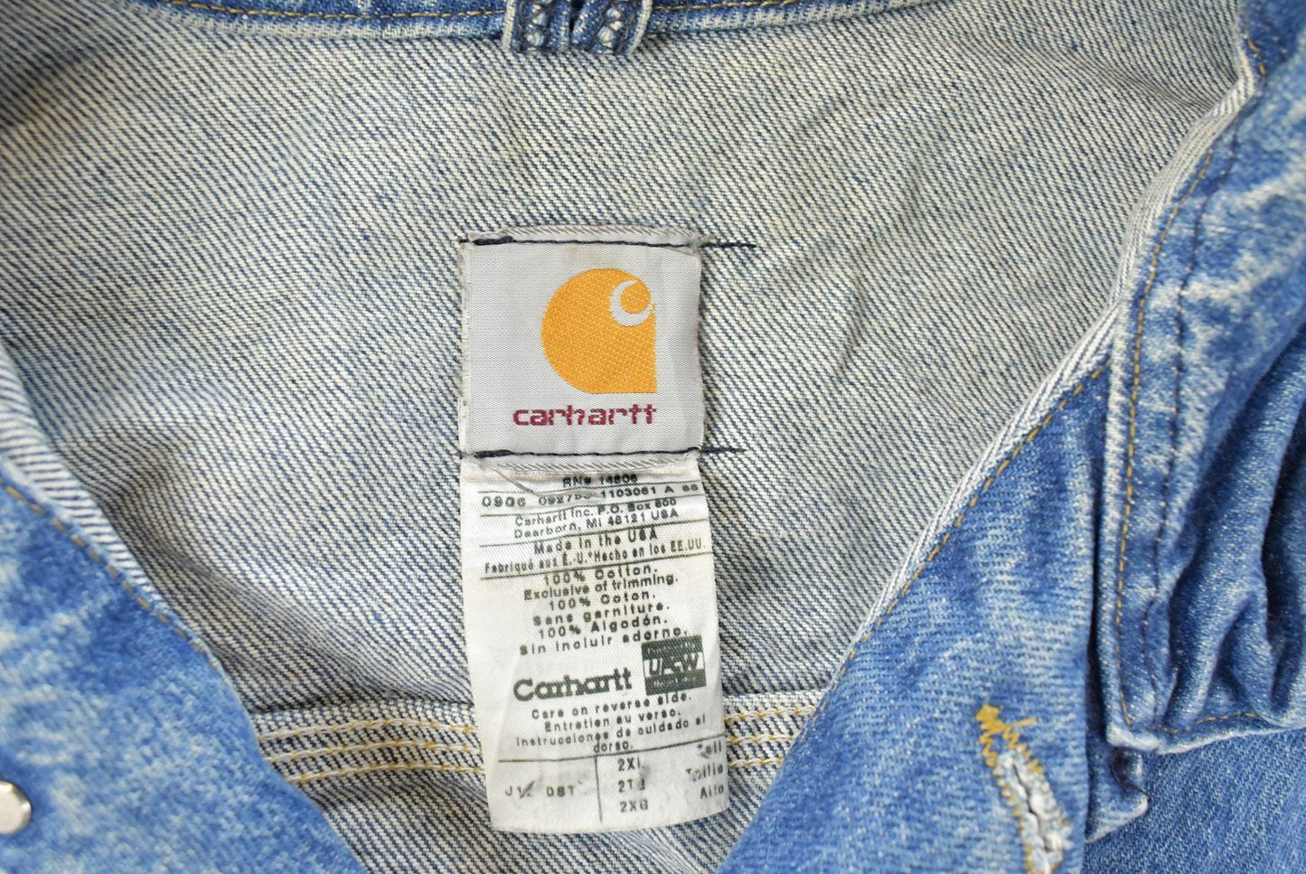 Vintage 1990s Carhartt Denim Trucker Jacket Men's 2XL from propervintagecanada