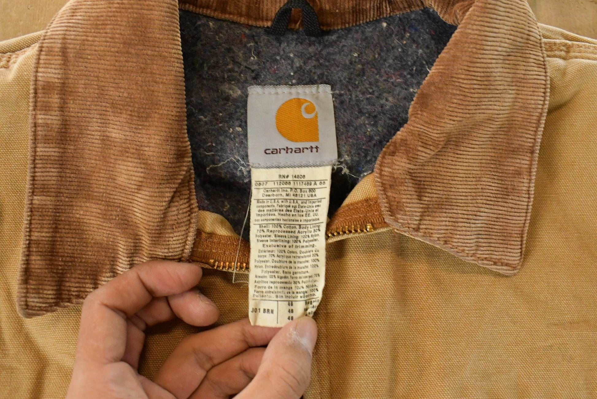 Vintage 1990s Carhartt Detroit Jacket Blanket Lined Men's Large / Distressed Sunfaded / Workwear / Streetwear from propervintagecanada
