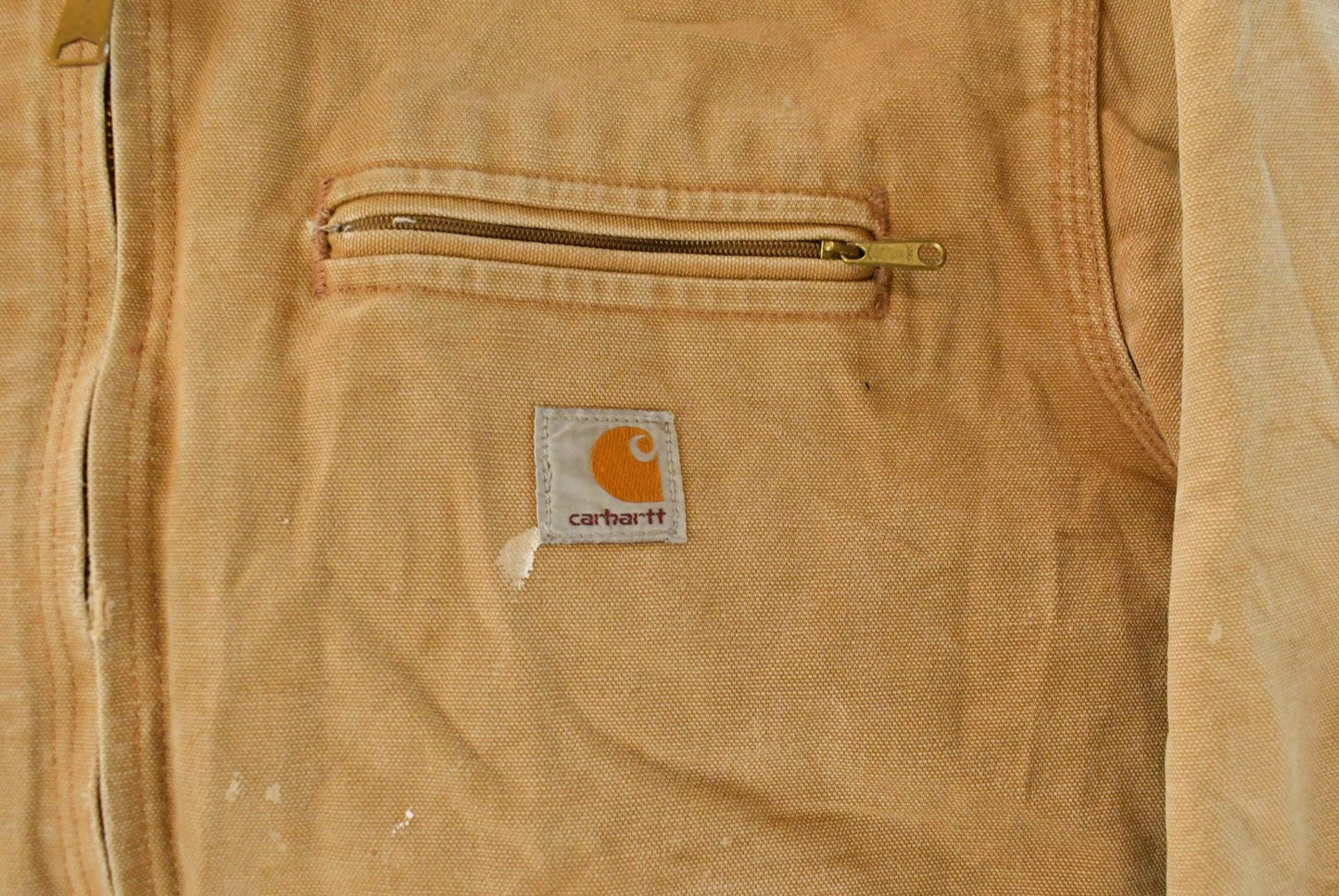 Vintage 1990s Carhartt Detroit Jacket Blanket Lined Men's Large / Distressed Sunfaded / Workwear / Streetwear from propervintagecanada