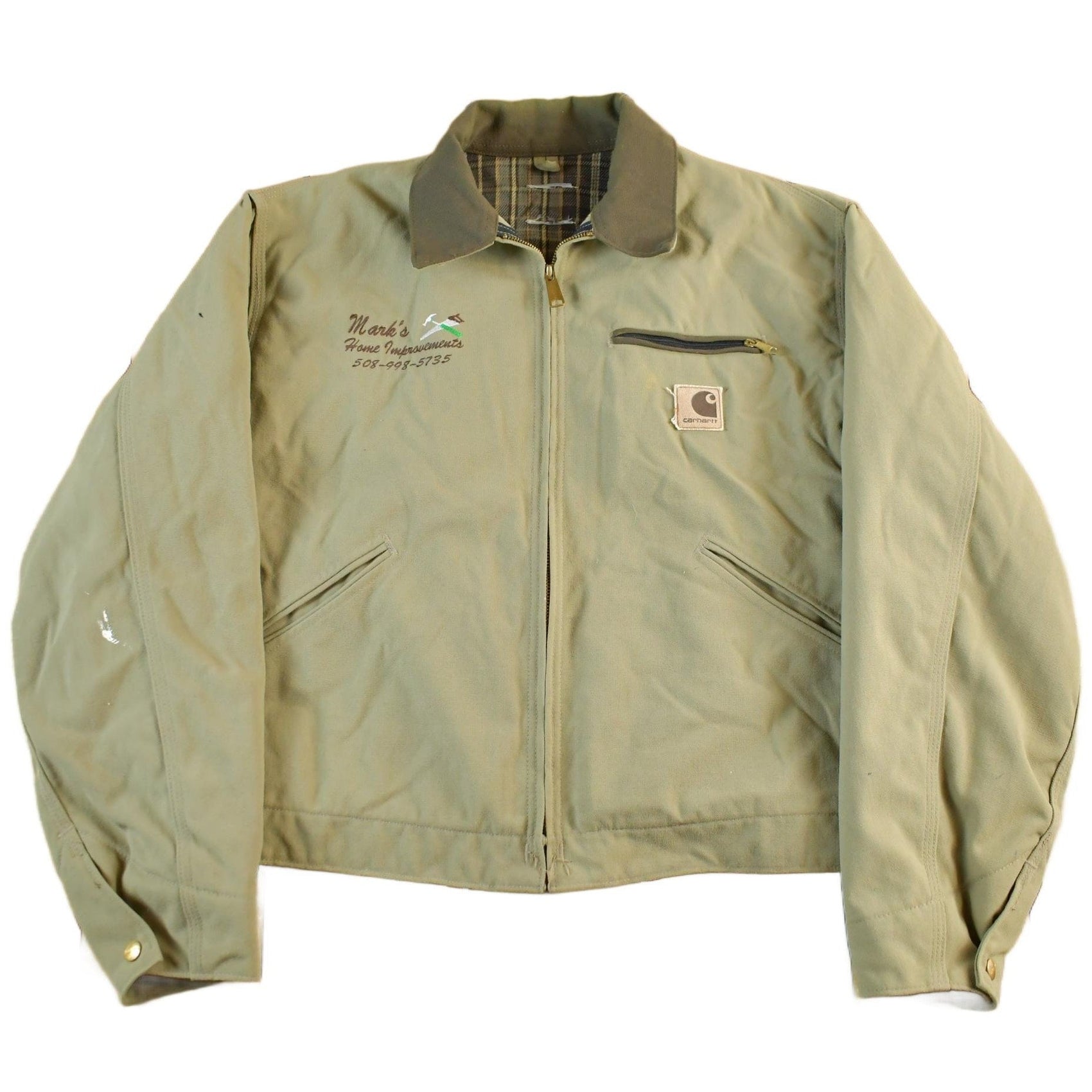 Vintage 1990s Carhartt Detroit Jacket Plaid Lined Men's Large from propervintagecanada